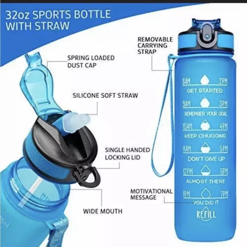 Venture Pal 32oz Motivational Fitness Sports Water Bottle with Time Marker 🥤🧋